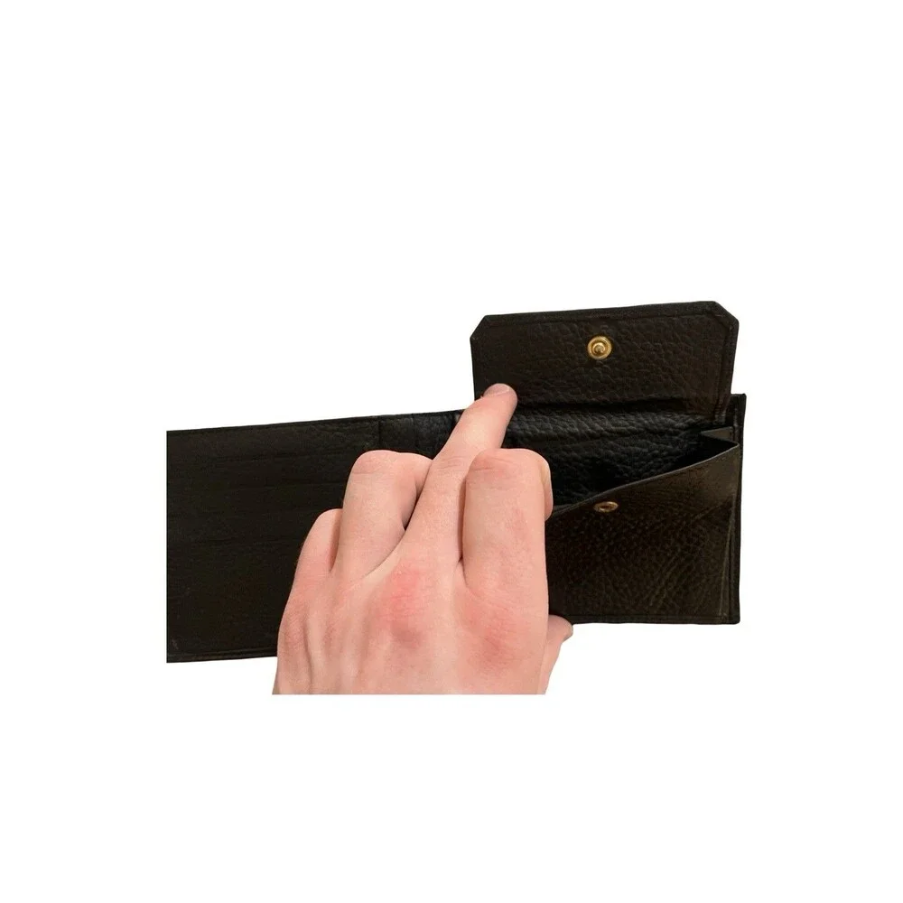 Dunhill Black Pebbled Bi fold Wallet Silver hardware men's/women's unisex